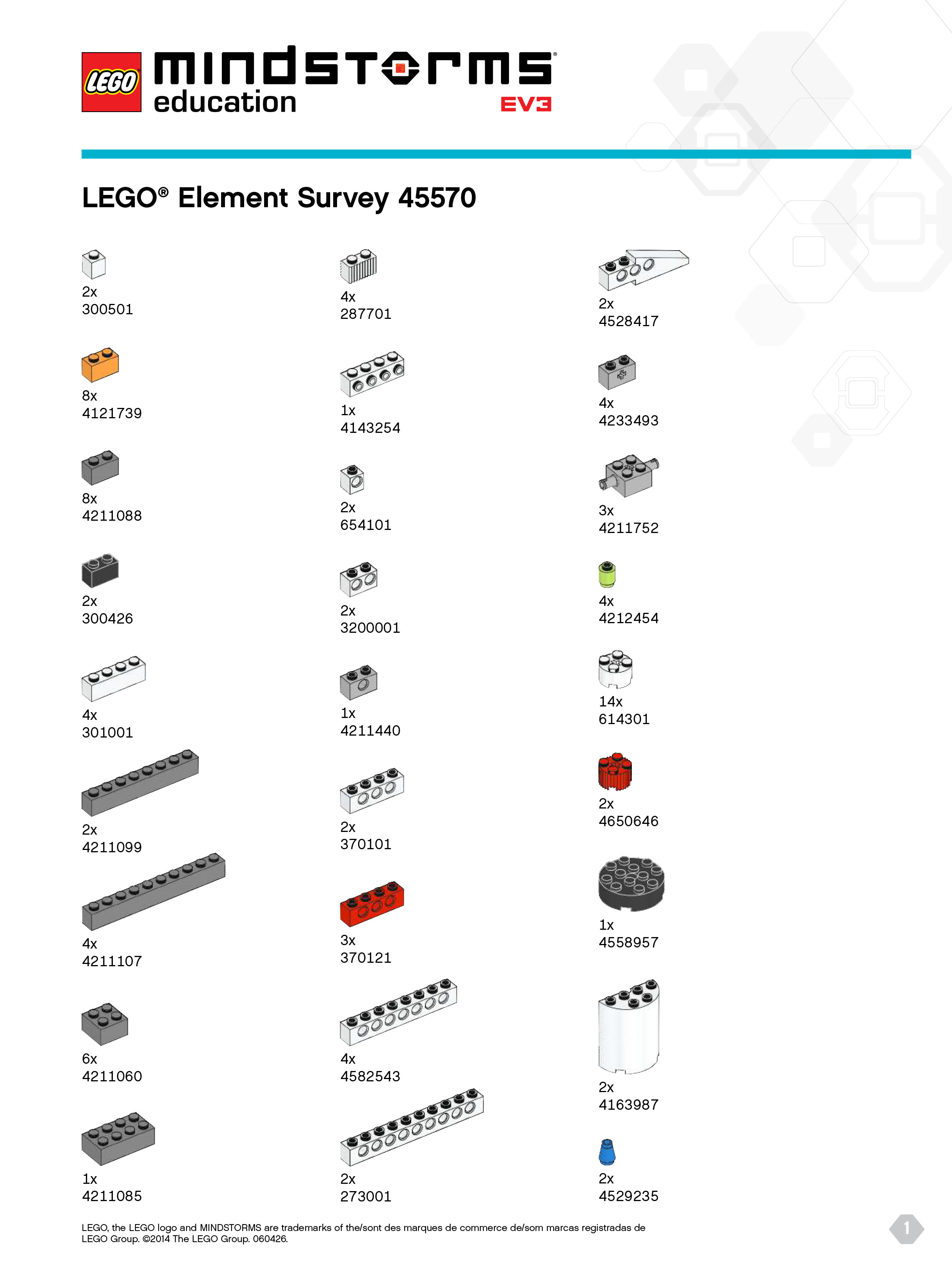 Lego Ev3 Parts List